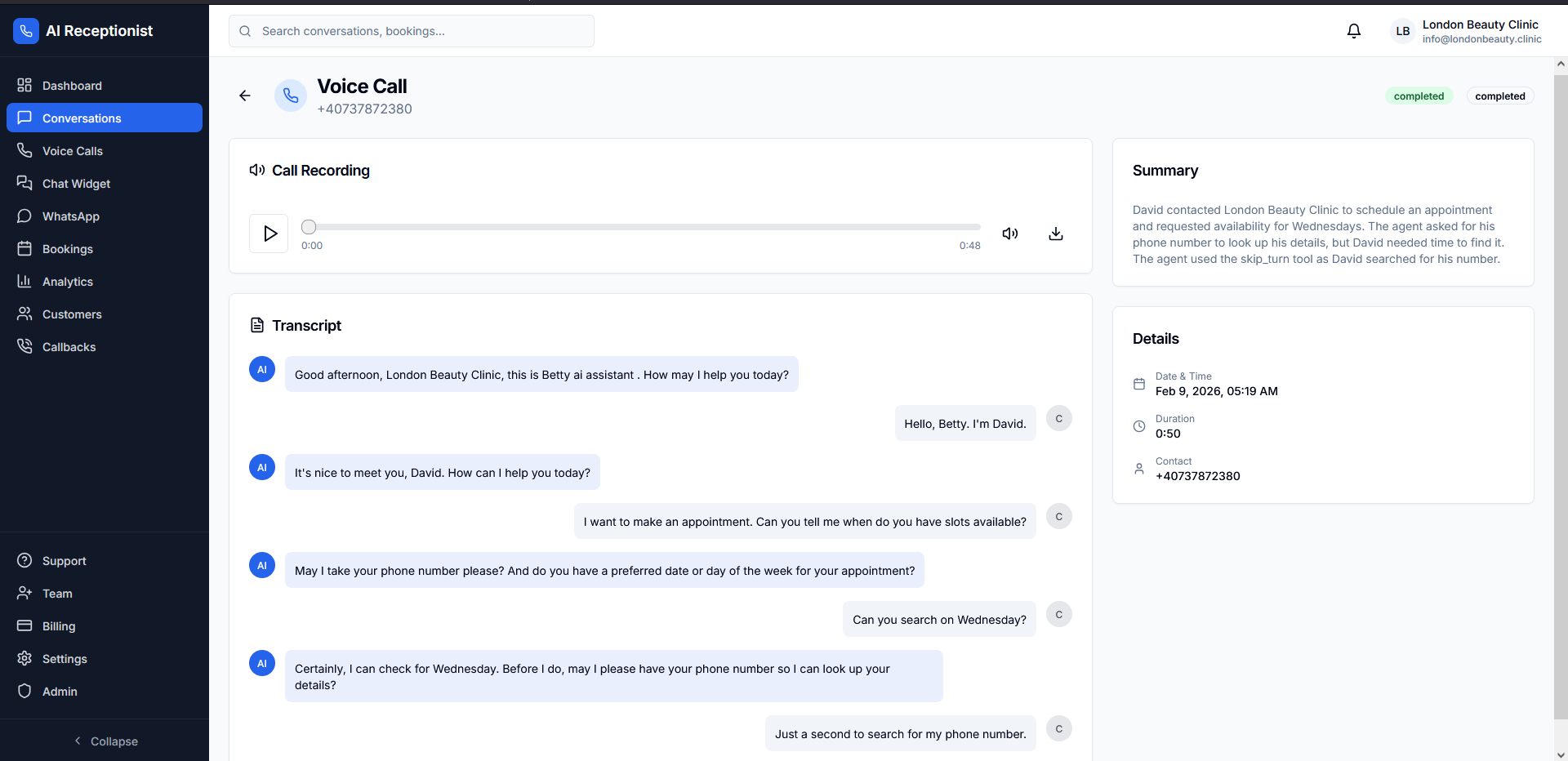 Záznamy hlasových hovorov